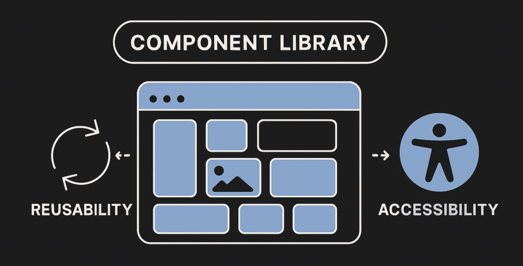 Conceptual illustration of a component library generated by Copilot AI.