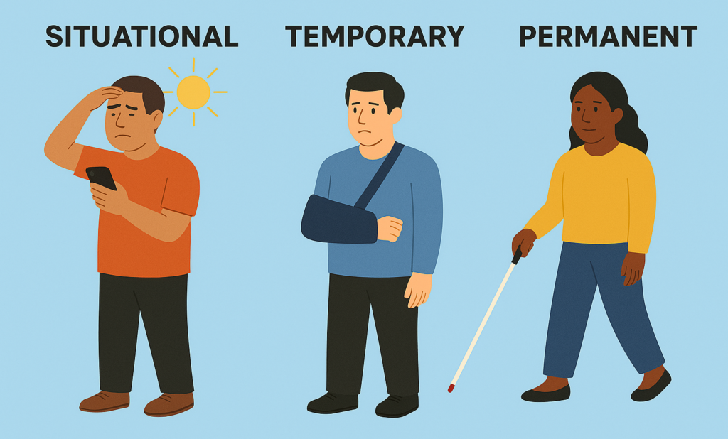 Illustration of different kinds of impairments generated by Copilot AI.